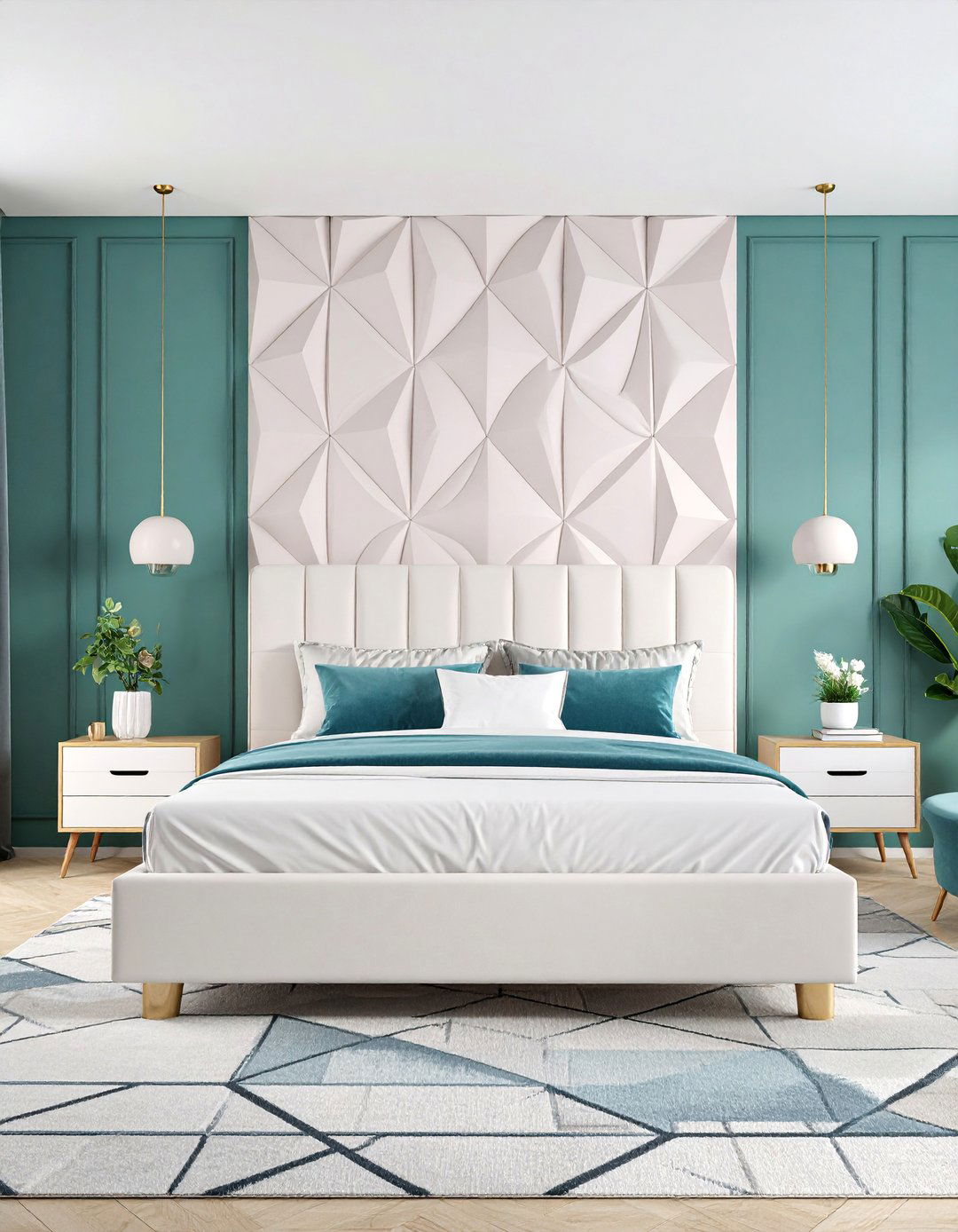 Contemporary Geometric Pattern Feminine Bedroom - 25 Feminine Black and White Bedroom Ideas