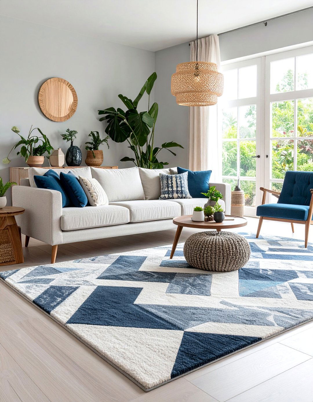 Contemporary Geometric Pattern Style Carpet - 25 Living Room Carpet Ideas