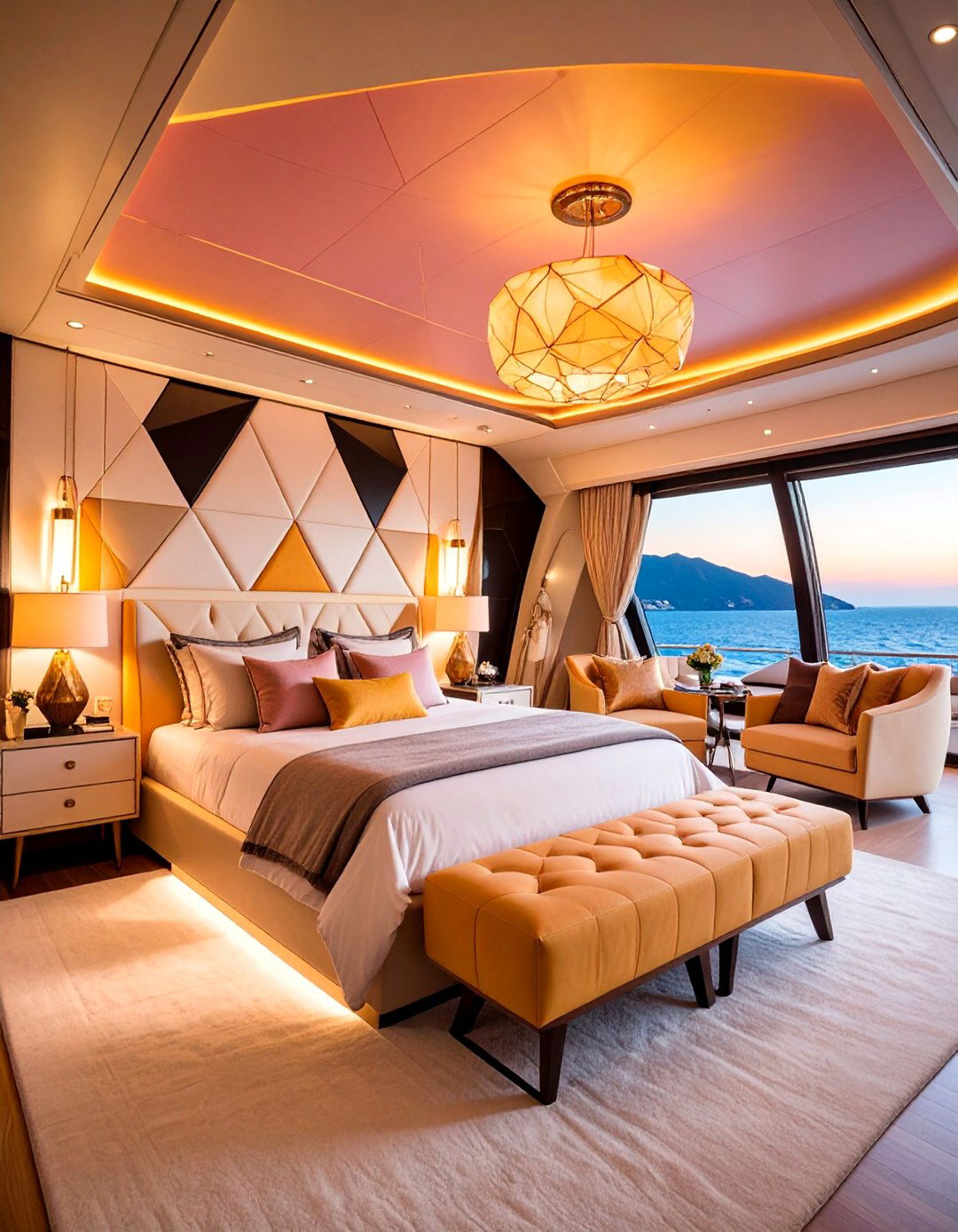 Contemporary Geometric Patterns Yacht Bedroom - 25 yacht bedroom ideas