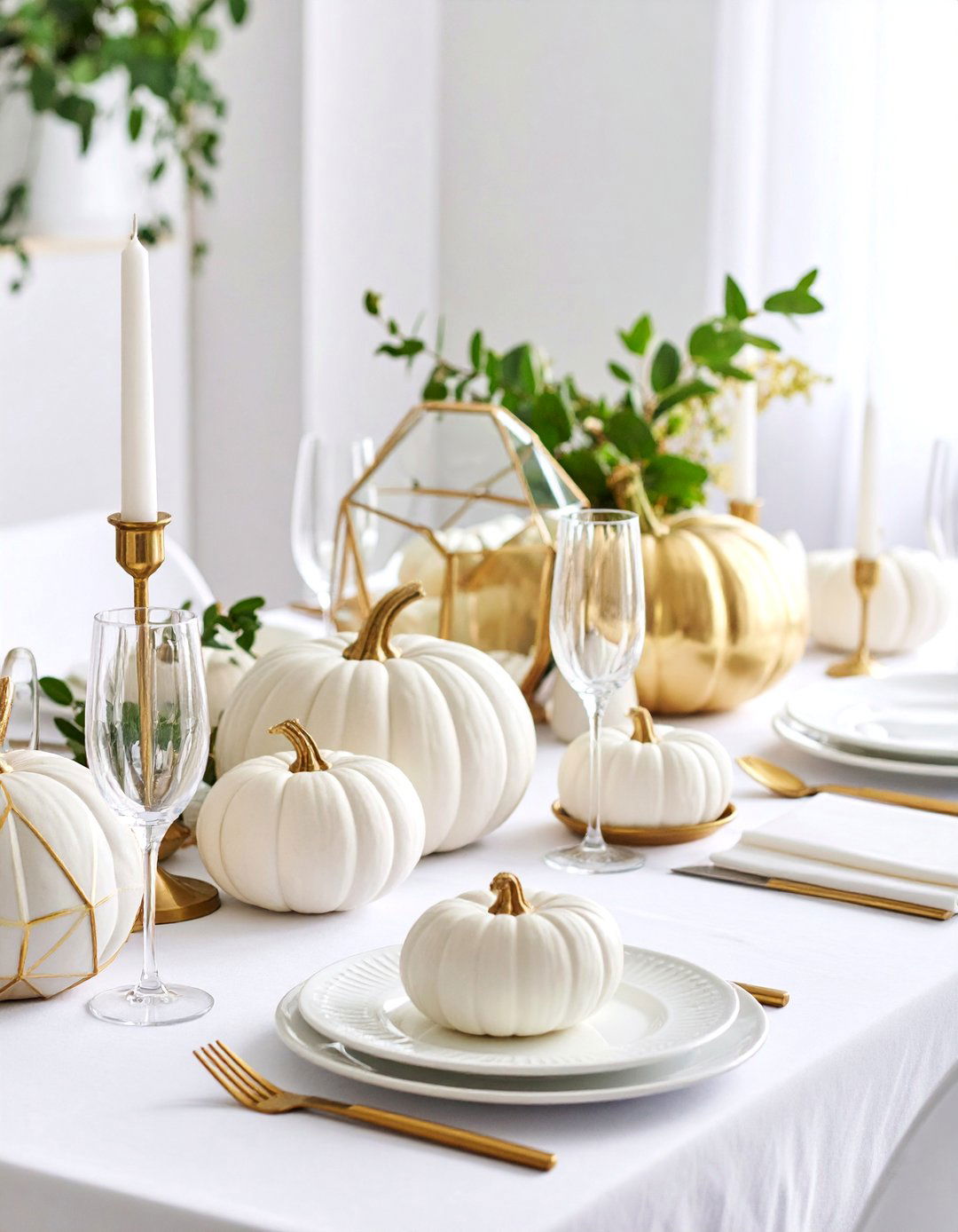 Contemporary Geometric Pumpkin Art - 25 Thanksgiving Centerpiece Ideas