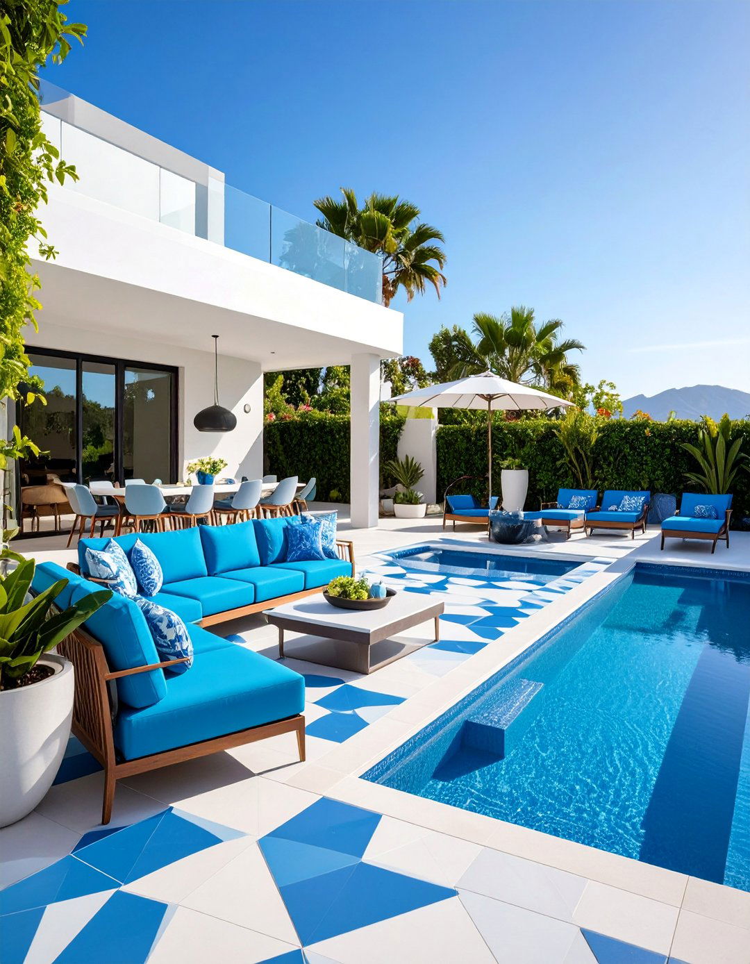 Contemporary Geometric Tile Showcase - 25 Mediterranean Patio Ideas