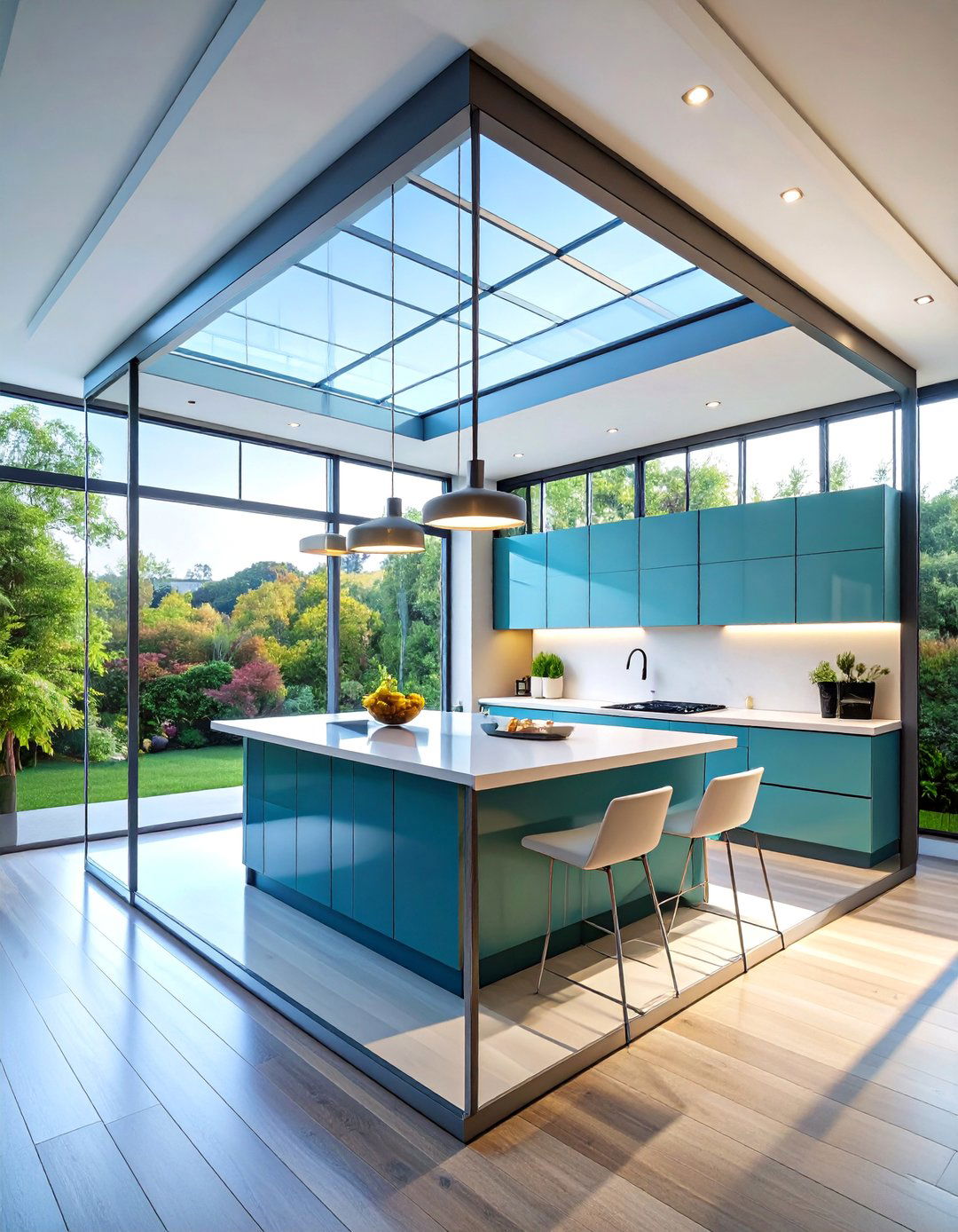 Contemporary Glass Box Kitchen with Floating Design - 25 Greenhouse Kitchen Design Ideas
