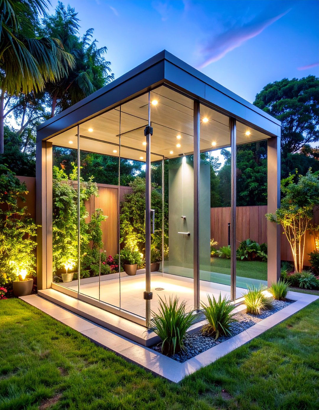 Contemporary Glass Box Shower - 25 Outdoor Shower Ideas