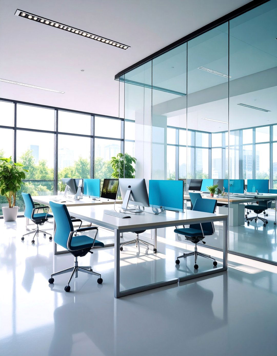 Contemporary Glass Loft Office with Transparent Design - 25 Loft Office Ideas