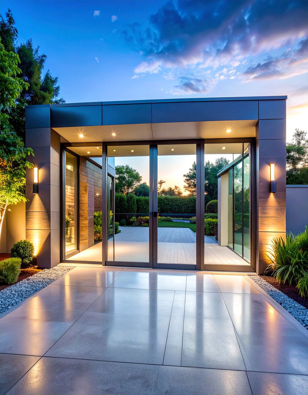 Contemporary Glass Panel Gate with Transparent Design - 25 Driveway Gate Ideas