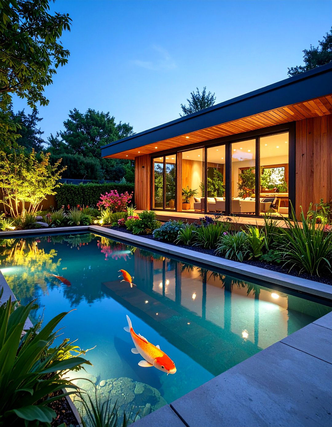 Contemporary Glass Panel Viewing Pond - 25 Raised Garden Pond Ideas