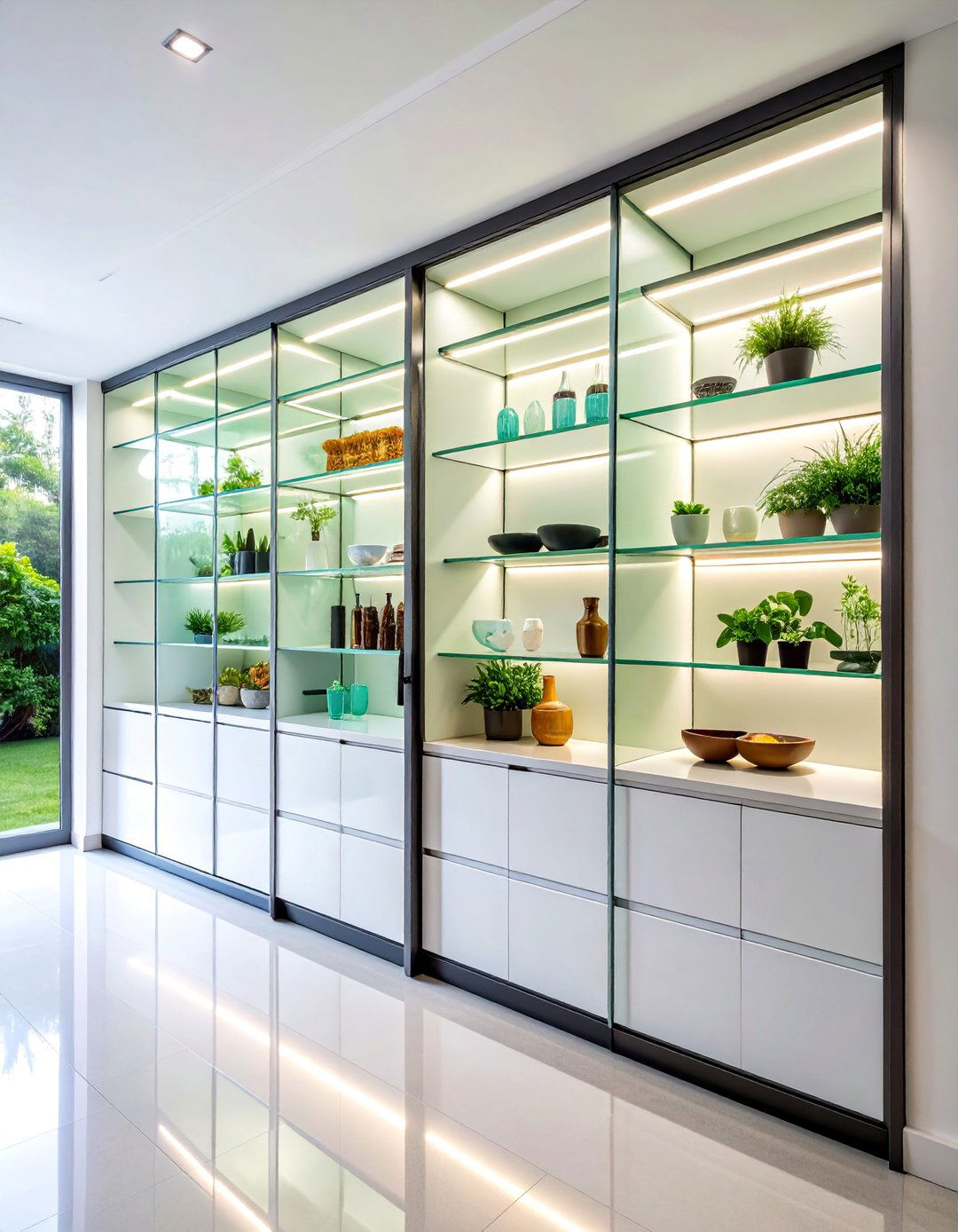Contemporary Glass Pantry with Sliding Doors - 25 Walk in Pantry Ideas