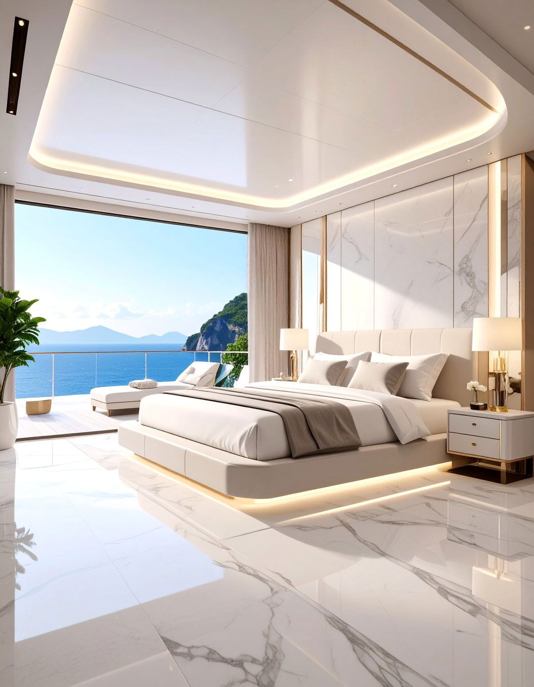Contemporary Glass and Marble Yacht Bedroom - 25 yacht bedroom ideas