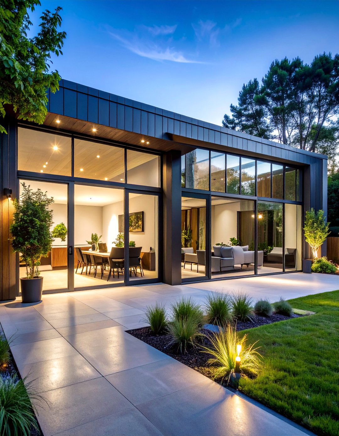 Contemporary Glass and Steel Fusion - 25 Barndominium Front Porch Ideas