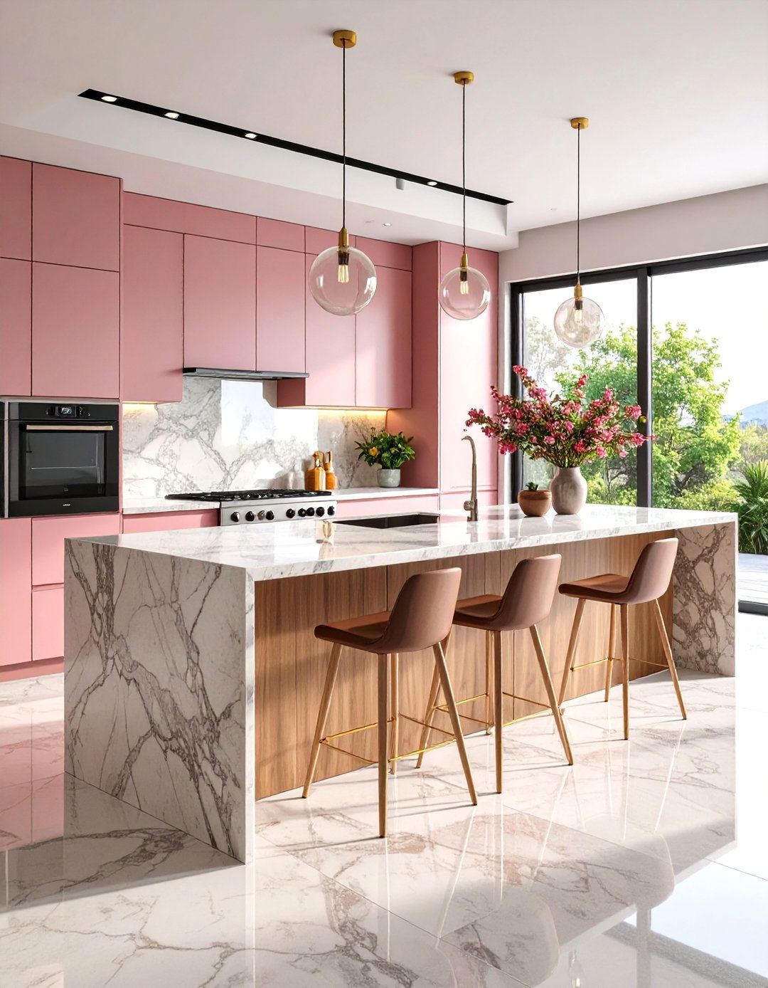 Contemporary Granite with Flat Panel Cabinets - 25 Granite Kitchen Countertop Ideas