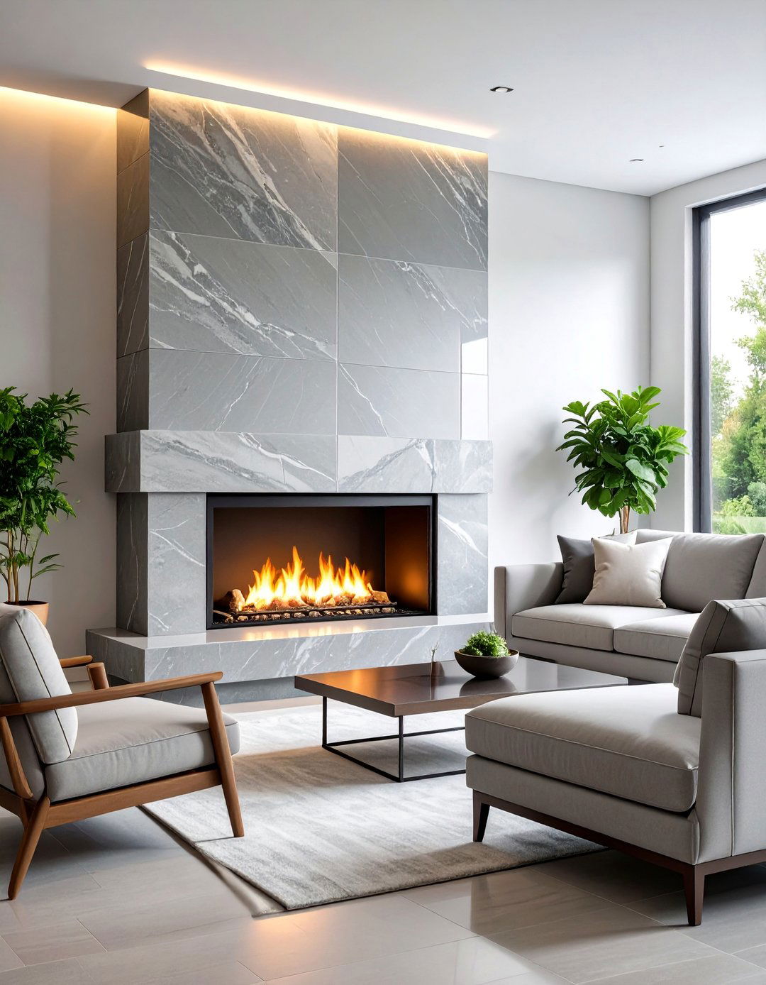 Contemporary Gray Carrick Quartz Fireplace Surround - 25 Quartz Fireplace Surround Ideas