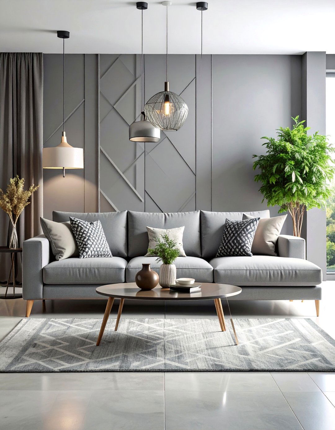 Contemporary Gray Living Room with Bold Geometric Patterns - 25 Pottery Barn Living Room Ideas