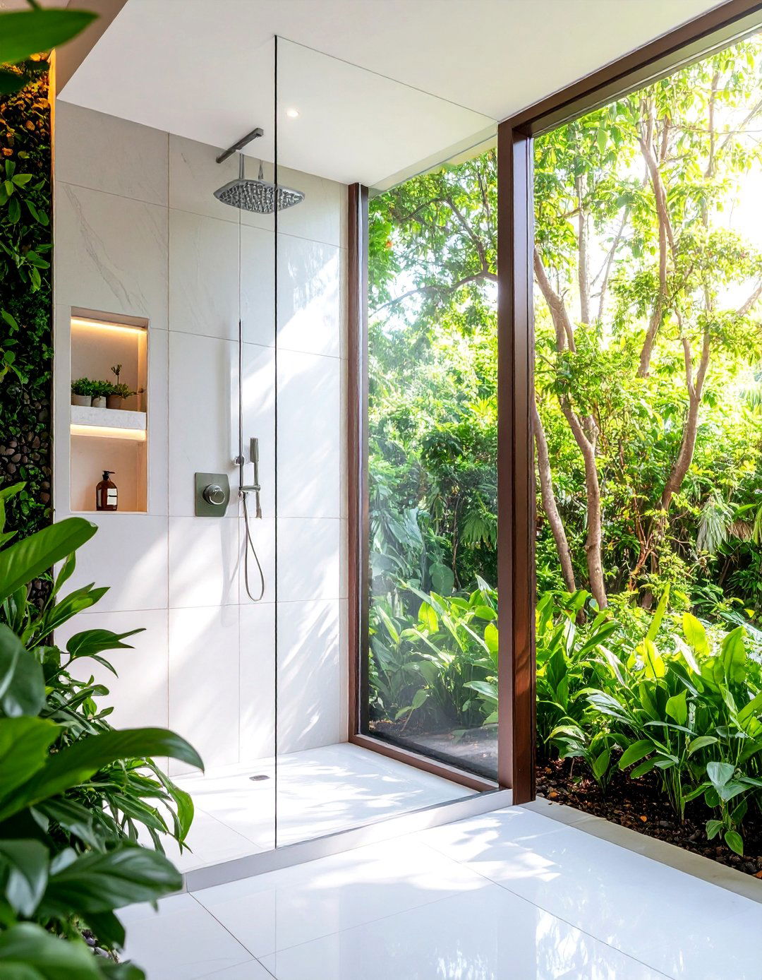 Contemporary Gray Pebble Feature Niche - 25 Pebble Tile Bathroom Ideas