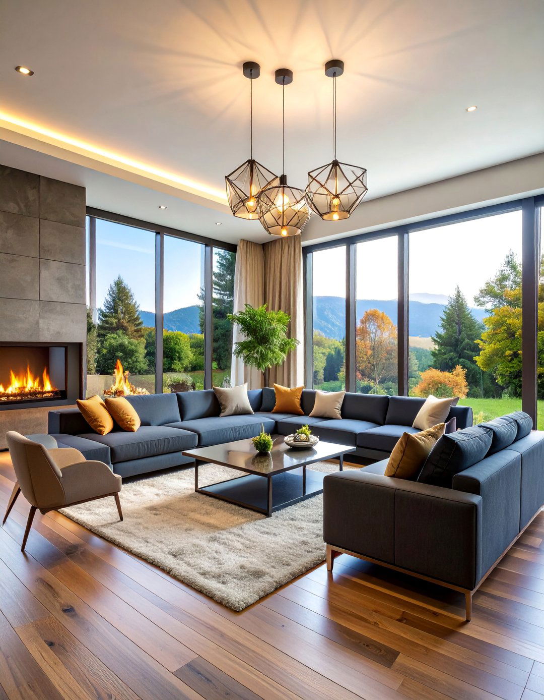 Contemporary Great Room with Floor to Ceiling Windows - 25 Great Room Ideas