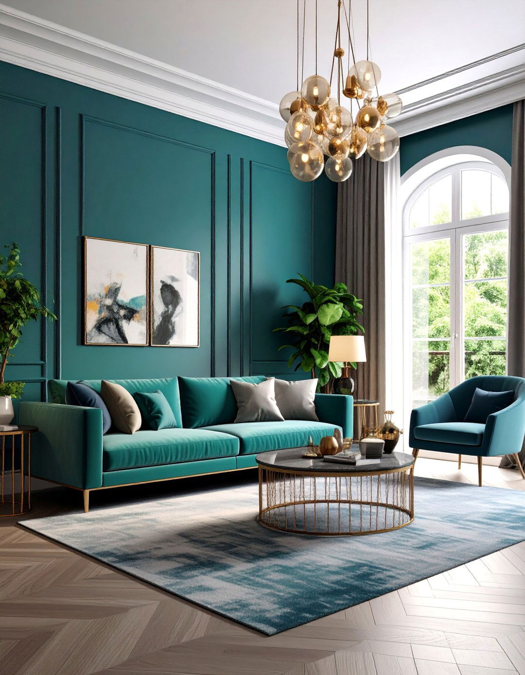 Contemporary Grey Couch Living Room with Bold Accent Colors - 25 Grey Couch Living Room Ideas