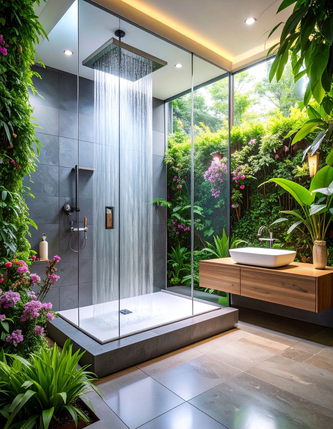 Contemporary Half Wall Shower with Built in Bench - 25 Half-wall Shower Ideas