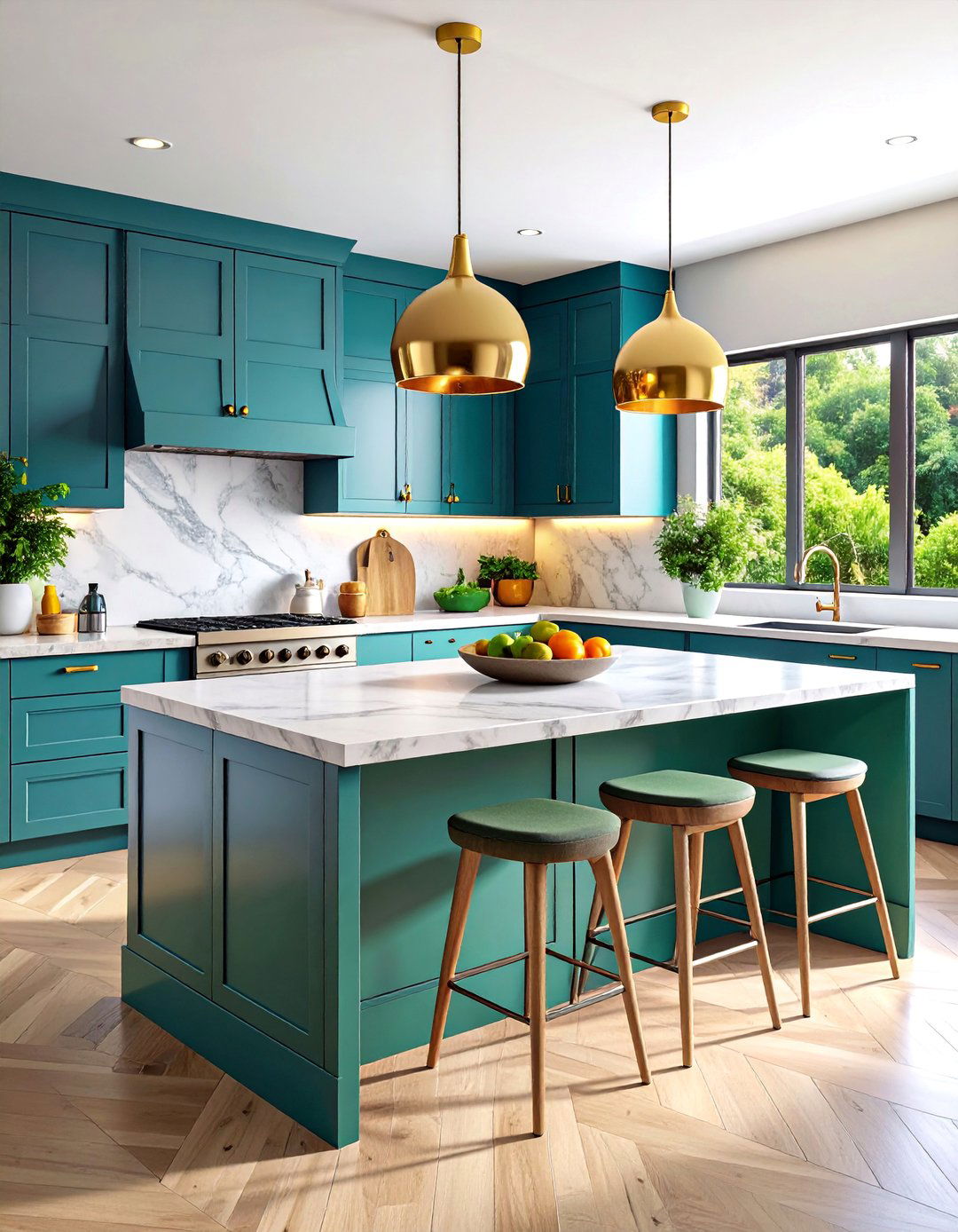 Contemporary Kitchen Island with Bold Color Pop Accents - 25 kitchen island decor ideas