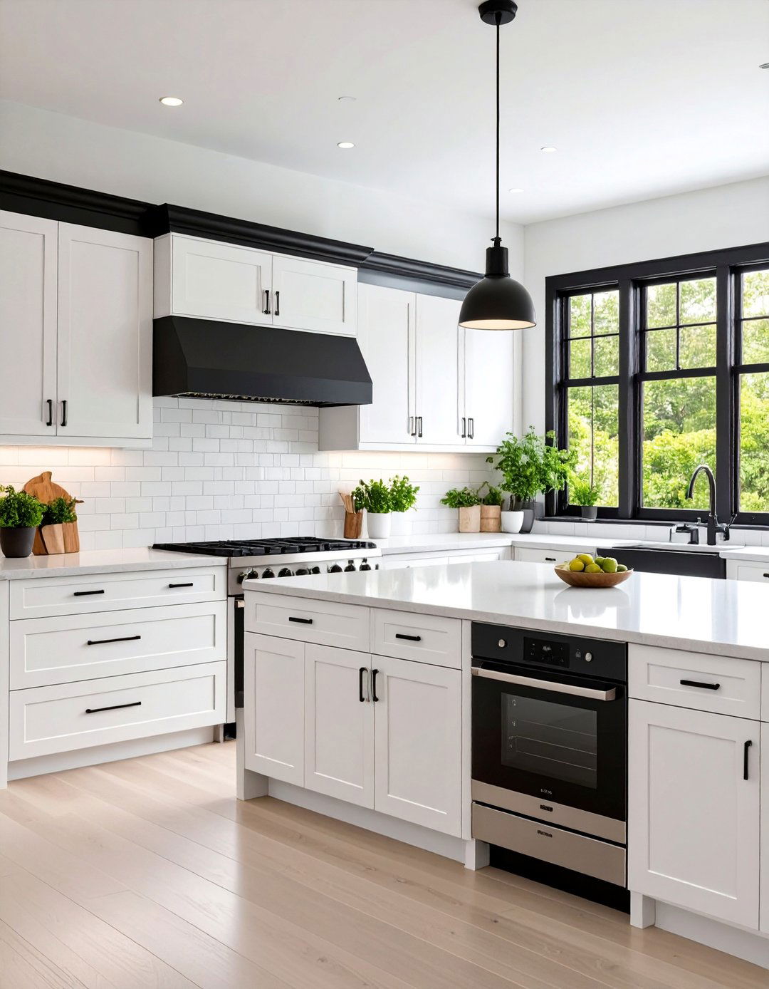 Contemporary Kitchen with Black Window and Cabinet Trim - 25 Black Trim Interiors