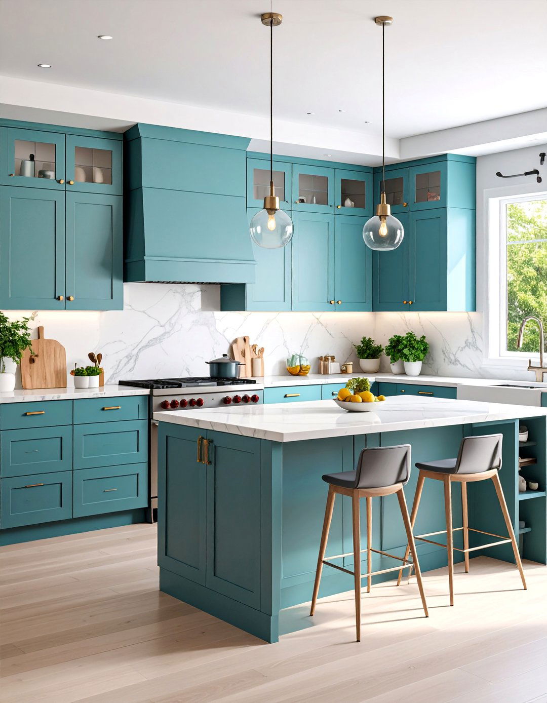 Contemporary Kitchen with Two Tone Cabinet Design - 25 Grey and White Kitchen Ideas