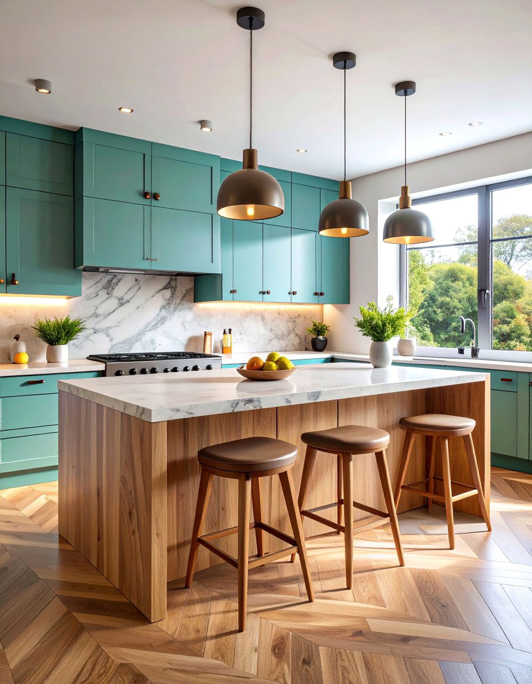 Contemporary Kitchen with Waterfall Edge Detail - 25 Kitchens With Butcher Block Countertops