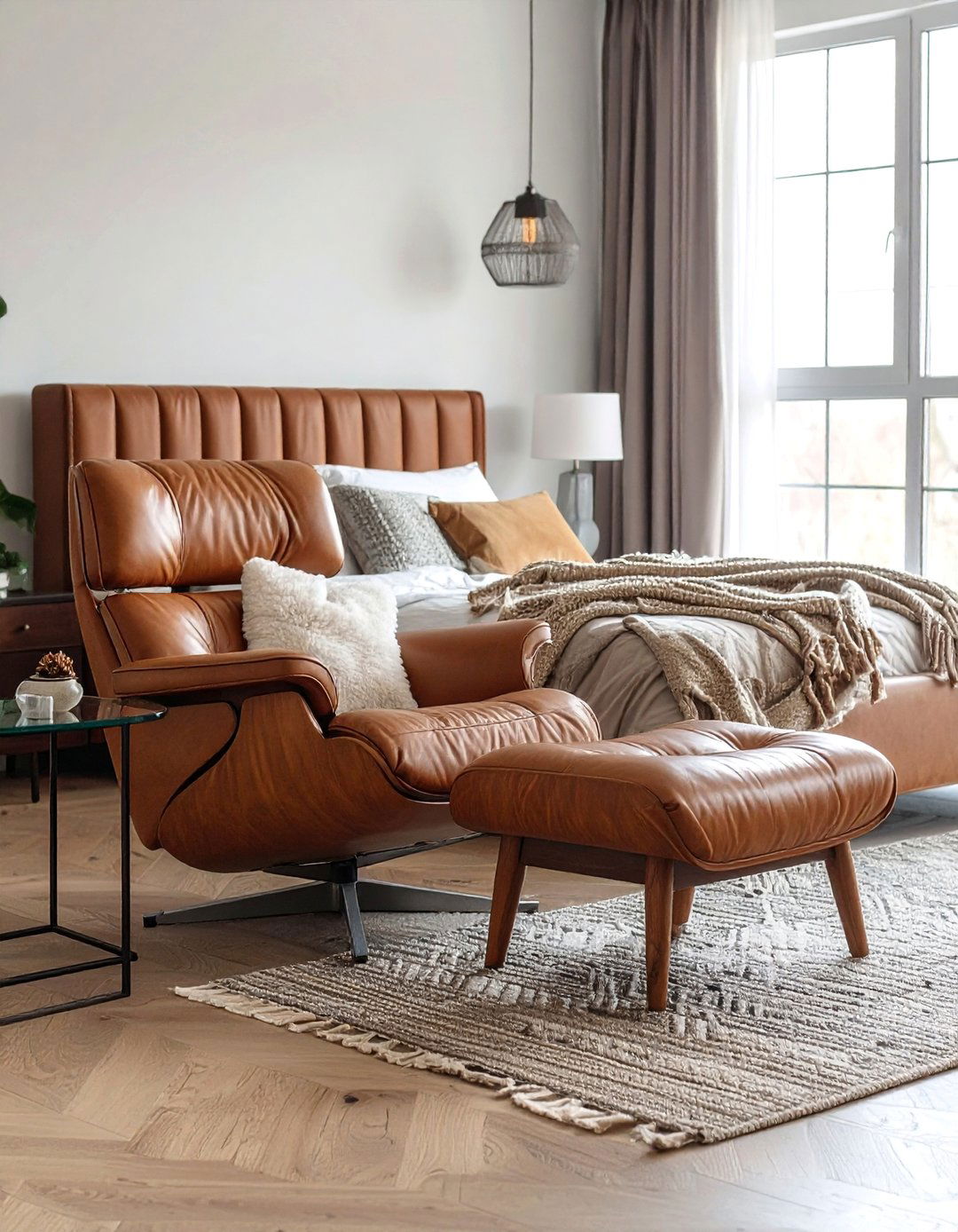 Contemporary Leather Lounge Chair Arrangement - 25 Bedroom Sitting Area Ideas