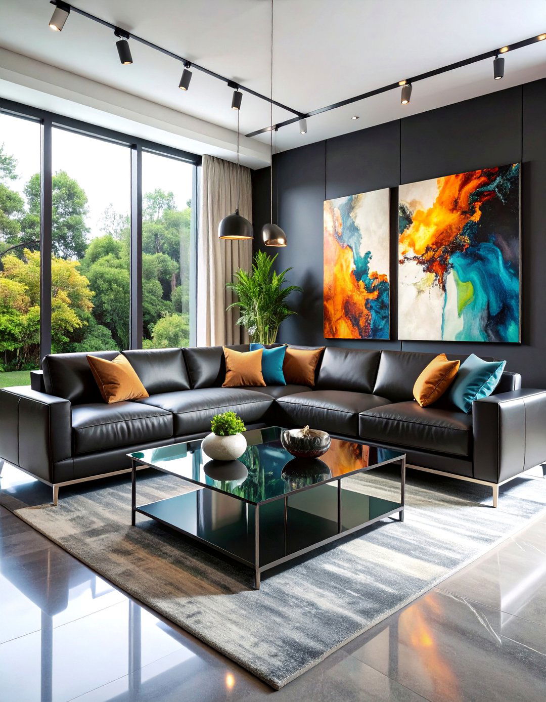 Contemporary Leather and Glass Fusion - 25 Men's Living Room Ideas