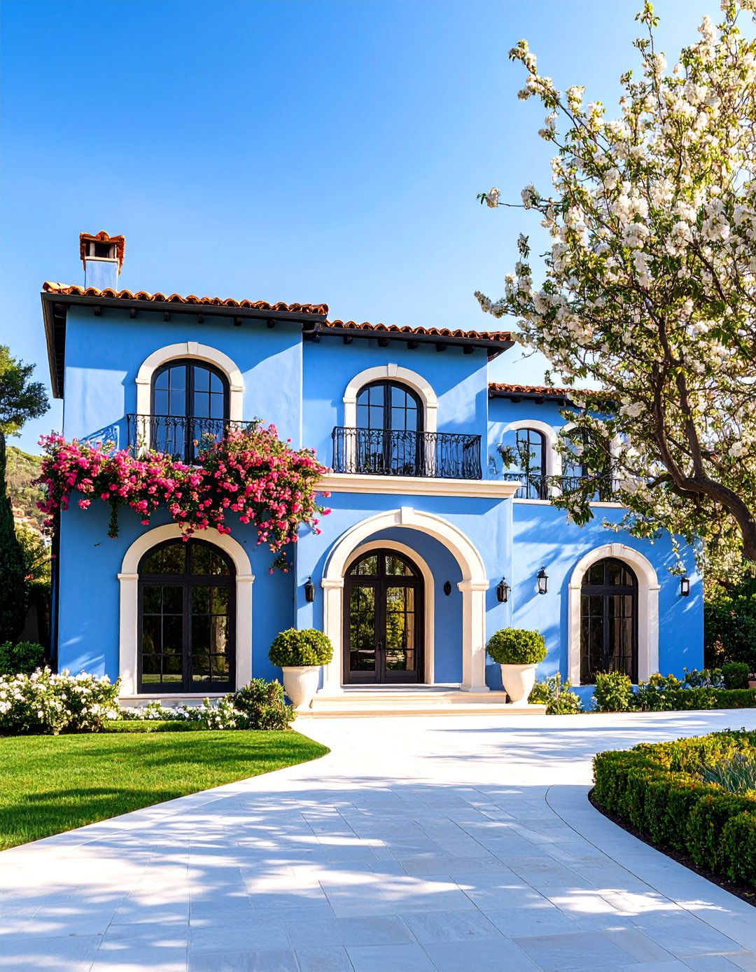 Contemporary Light Blue Stucco Mediterranean Style - 25 light blue house exterior ideas