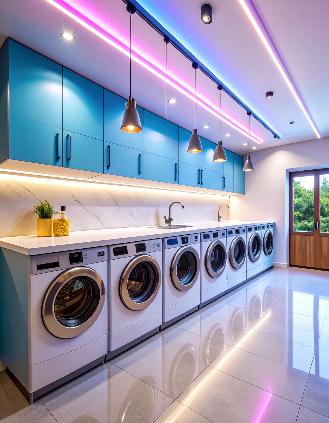 Contemporary Linear LED Suspension Lighting - 25 Laundry Room Lighting Ideas