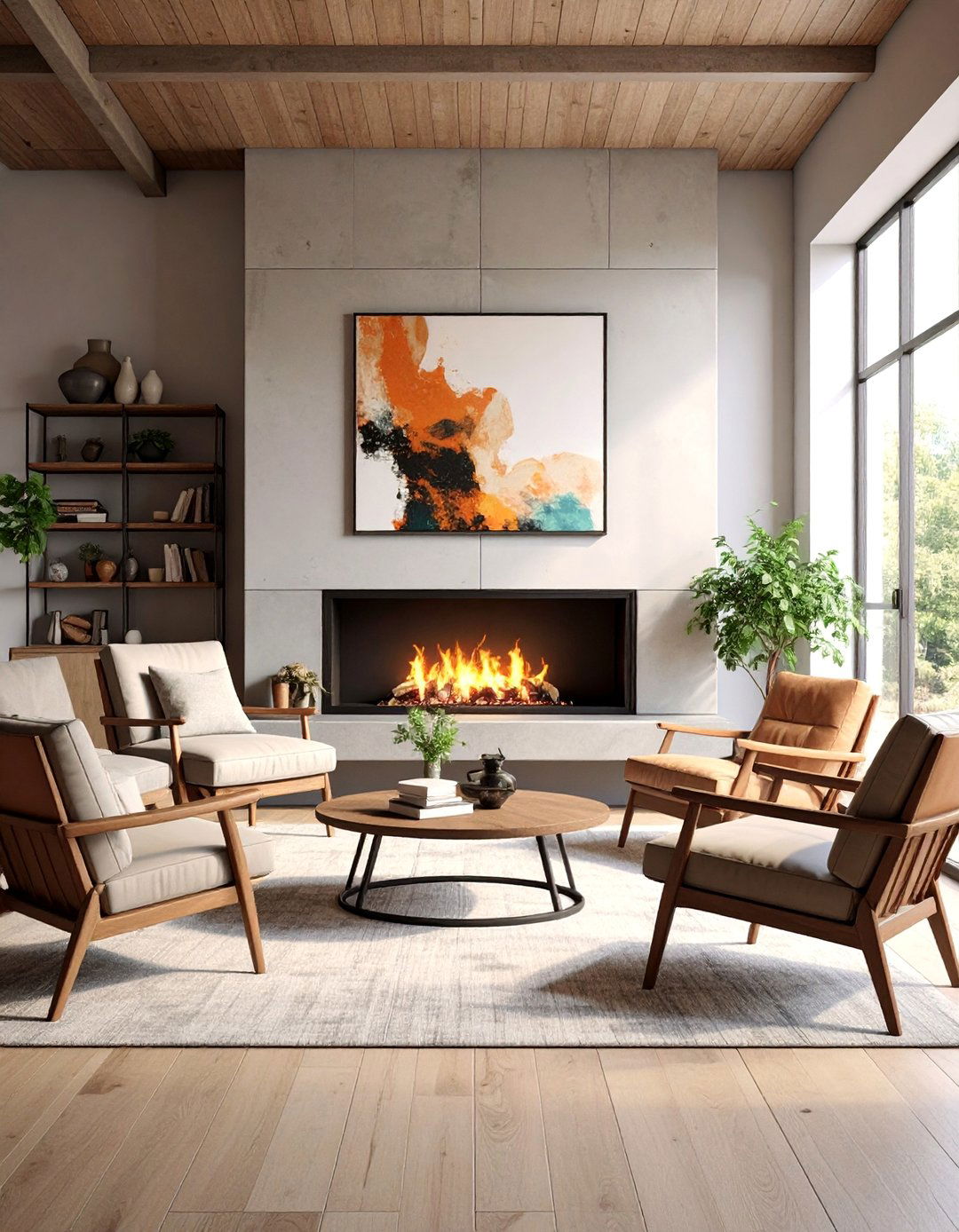 Contemporary Linear Spanish Fireplace with Corten Steel - 25 Spanish Style Fireplace Ideas