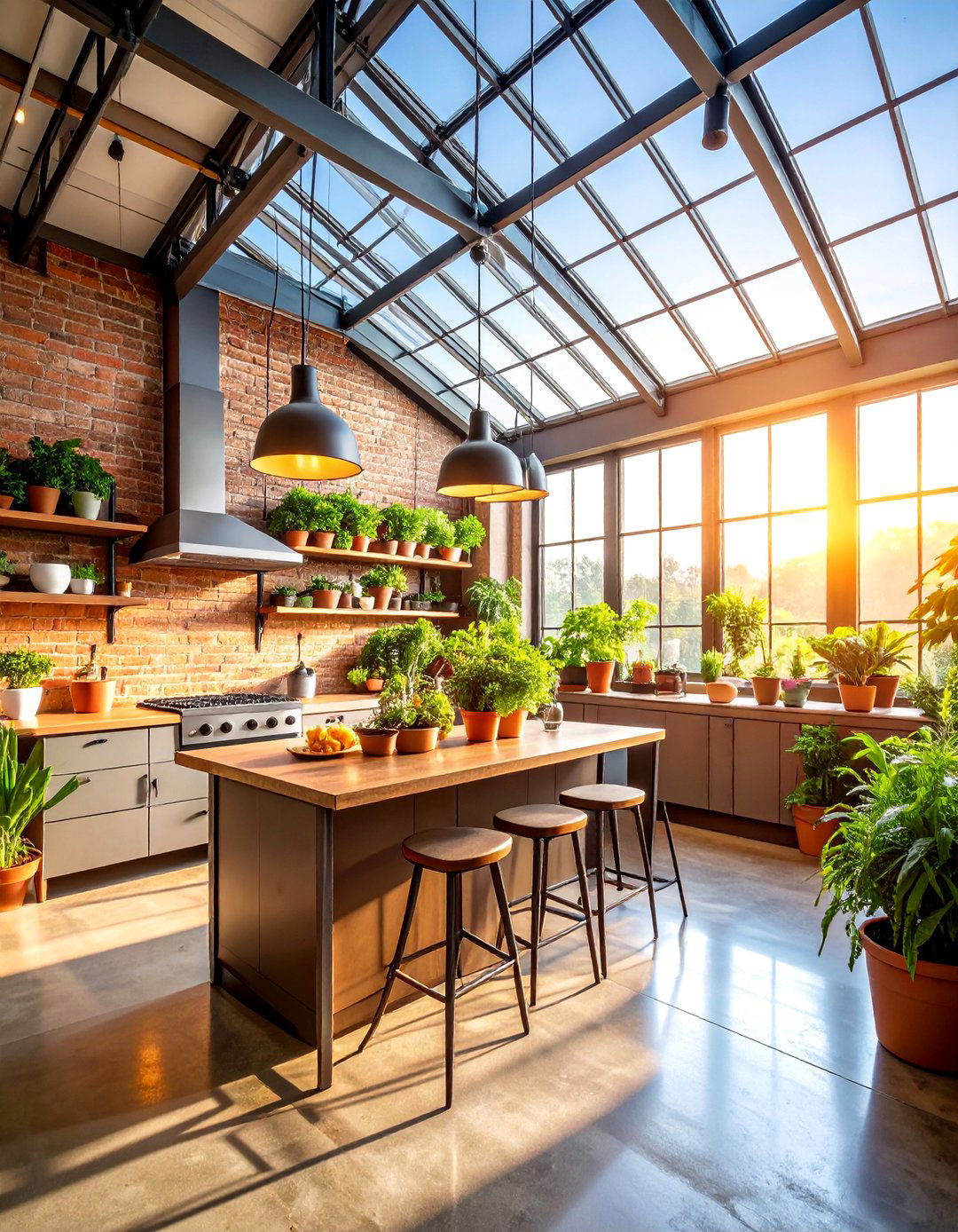 Contemporary Loft Greenhouse Kitchen with Urban Agriculture - 25 Greenhouse Kitchen Design Ideas