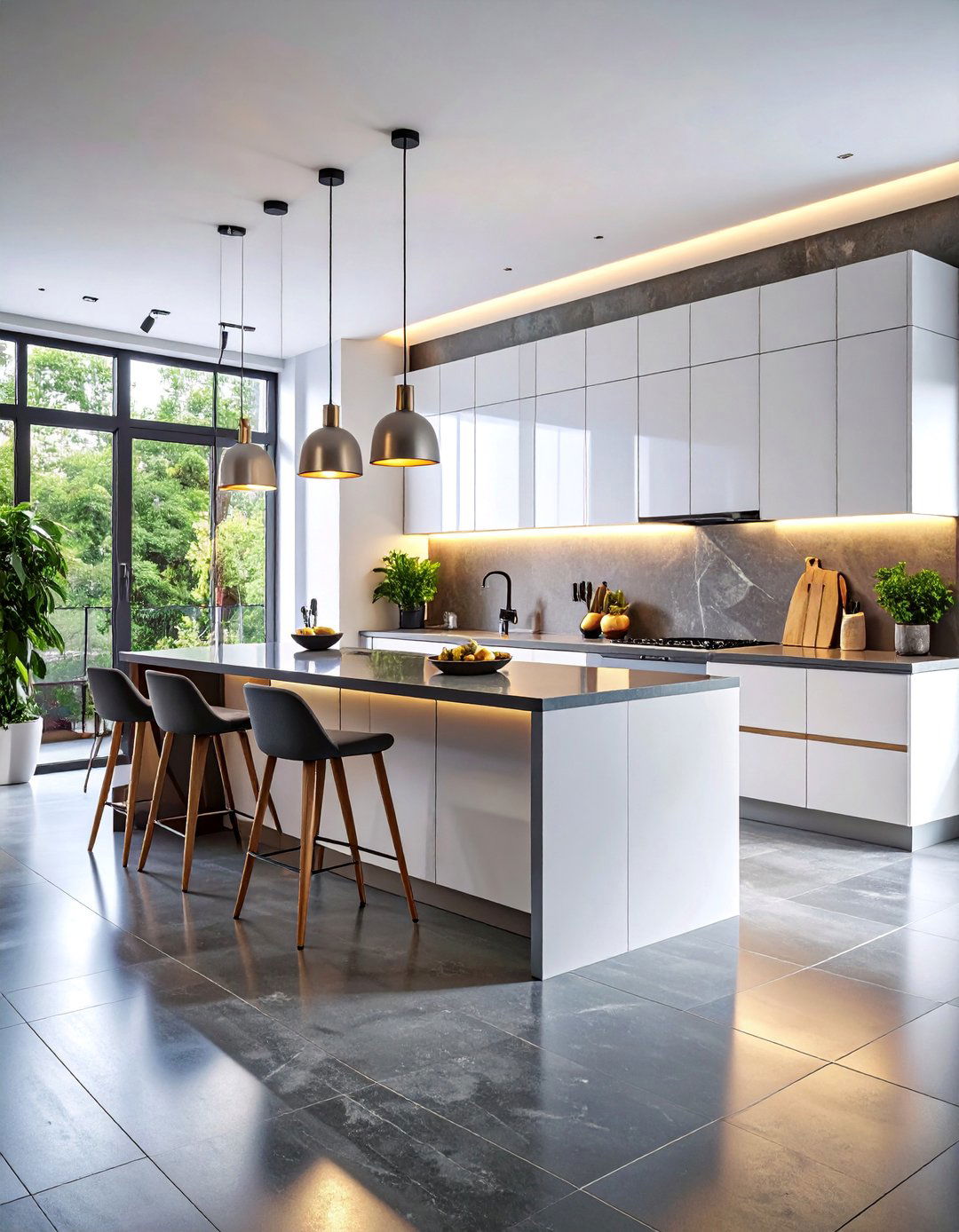 Contemporary Loft Kitchen with Polished Slate - 25 Kitchens With Slate Floors