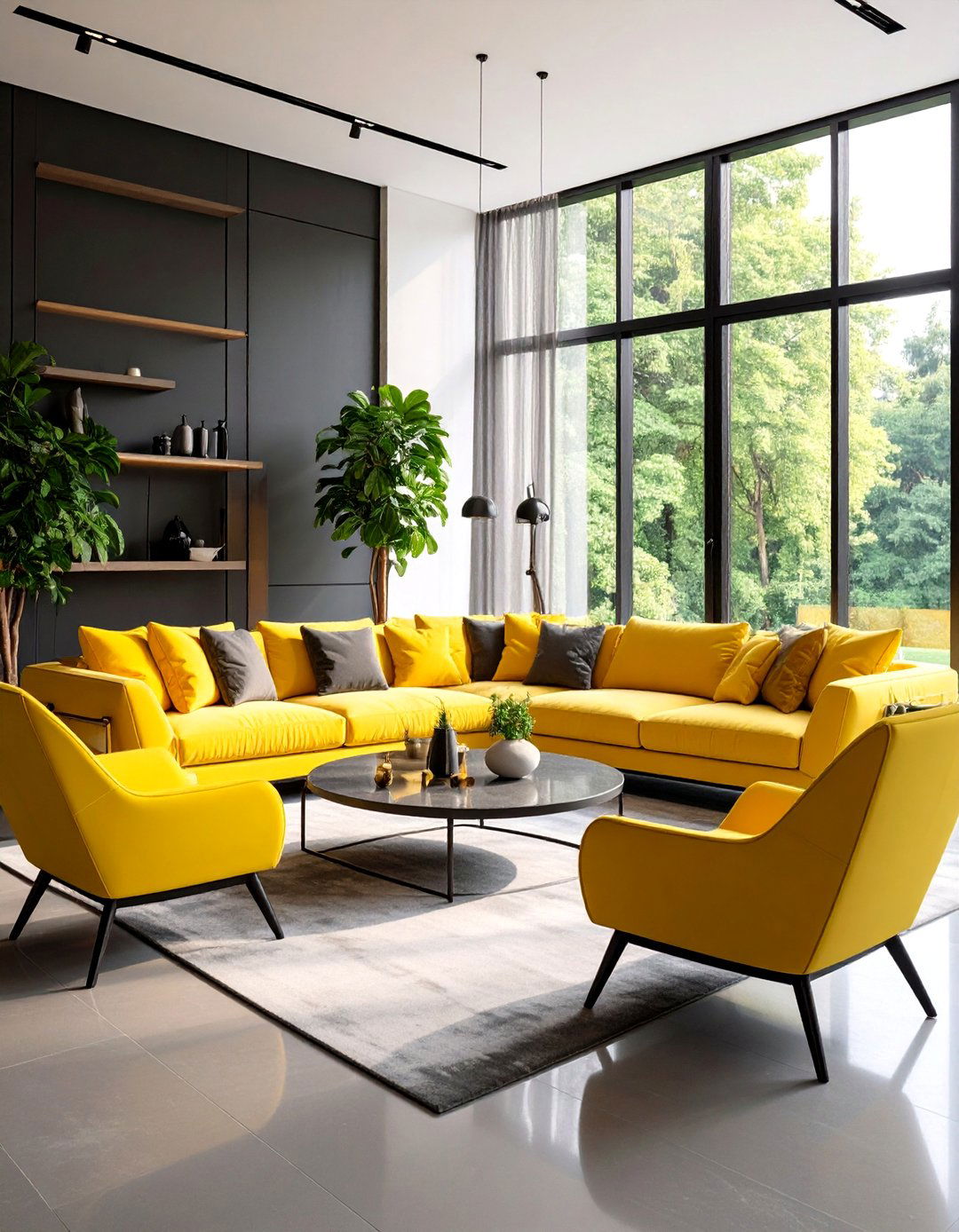 Contemporary Luxury Grey and Yellow Living Room - 25 Grey and Yellow Living Room Ideas