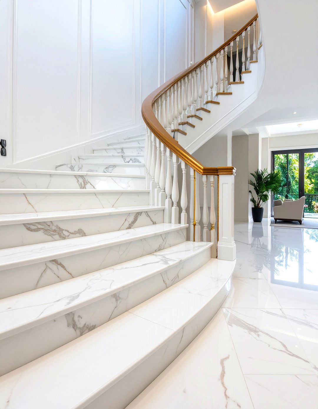 Contemporary Marble Veining - 25 Stair Riser Ideas