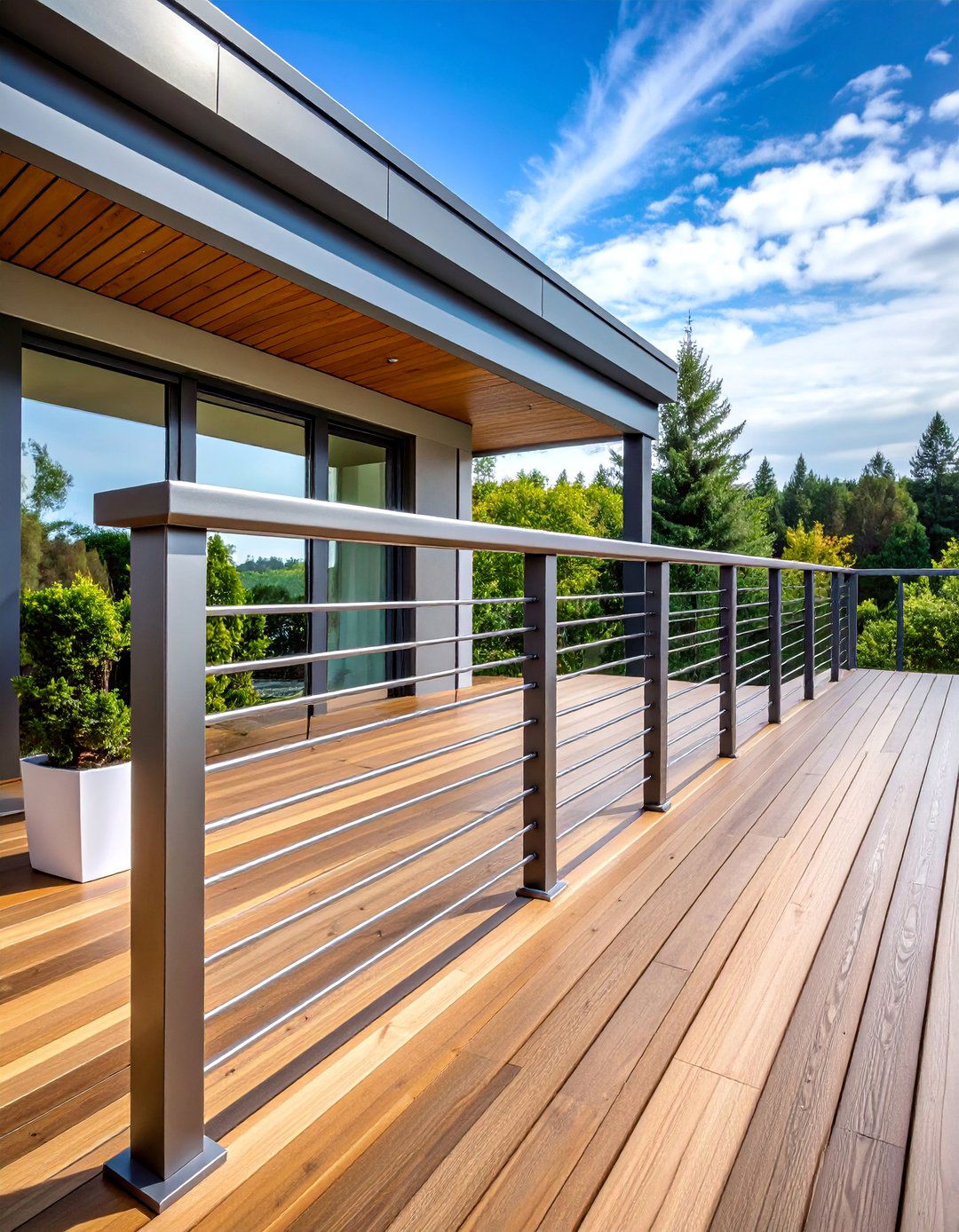 Contemporary Metal Plank Deck Railing - 25 Metal Deck Railing Ideas