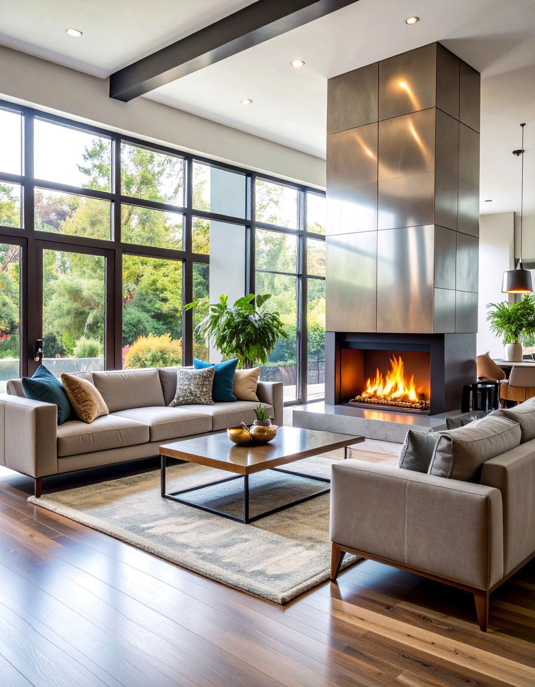 Contemporary Metal Tile Accents - 25 Fireplace Tile Ideas