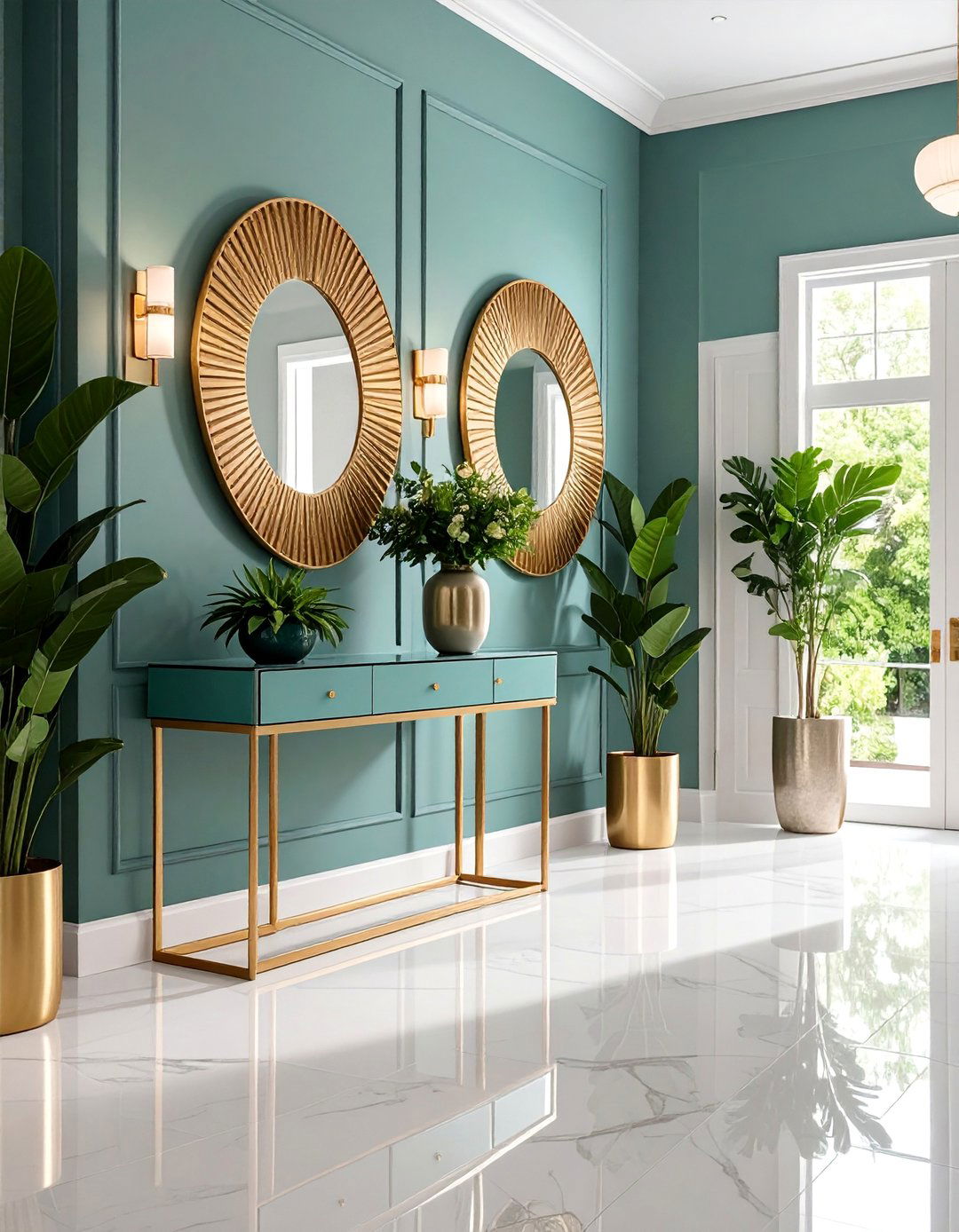 Contemporary Metallic Accents with Modern Glamour - 25 Hallway Decor Ideas