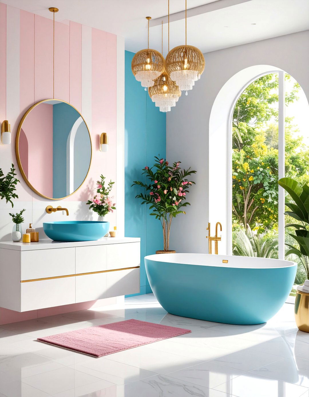Contemporary Mexican Bathroom with Bold Colors - 25 Mexican Bathroom Ideas