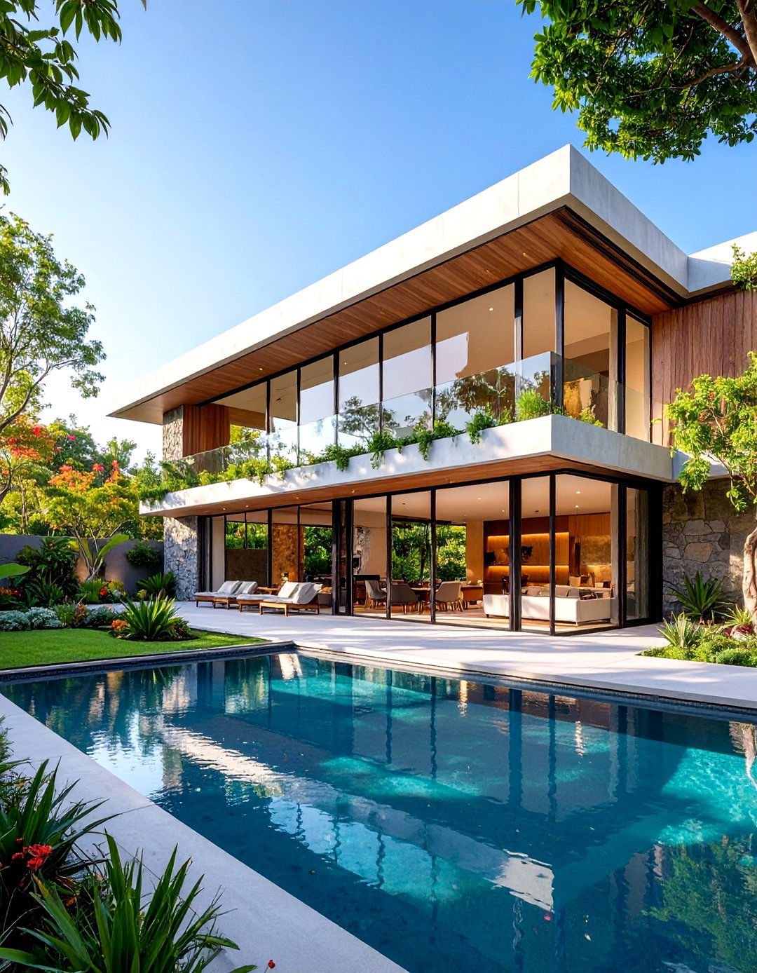 Contemporary Mexican House with Glass Walls - 25 Mexican Style House Design Ideas