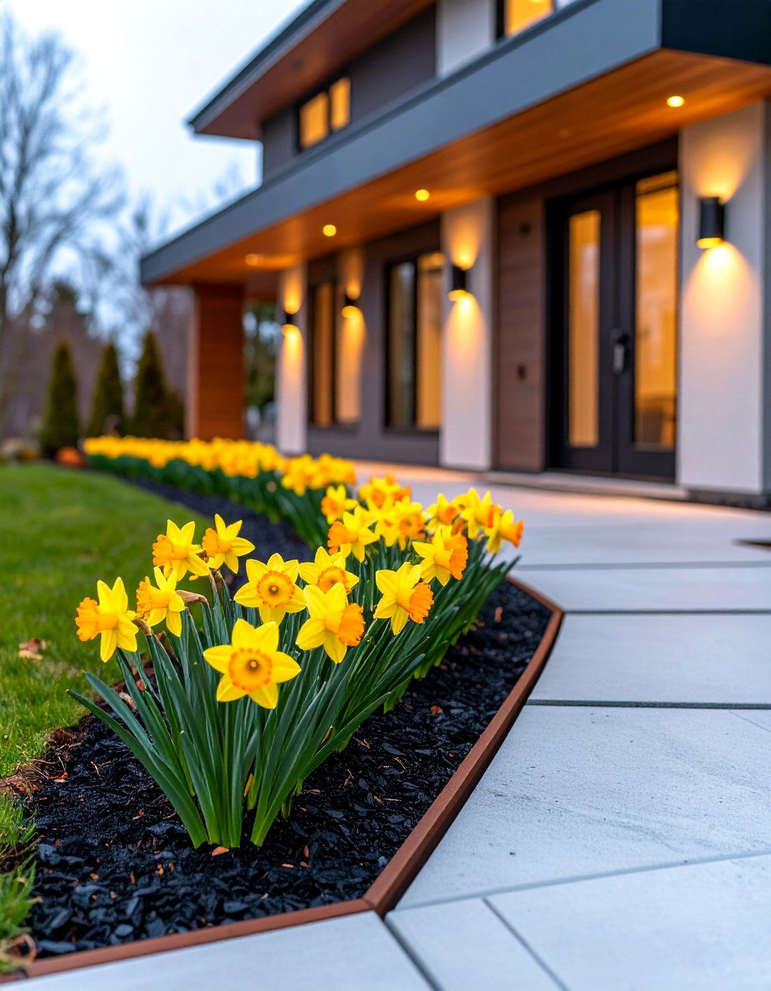 Contemporary Minimalist Daffodil Strip - 25 Daffodil Garden Ideas