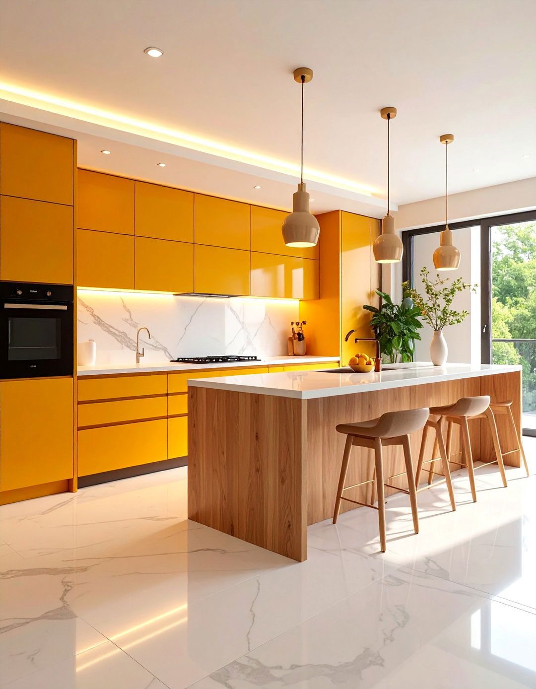 Contemporary Minimalist Kitchen with Natural Beech Cabinets - 25 Kitchens With Light Wood Cabinets