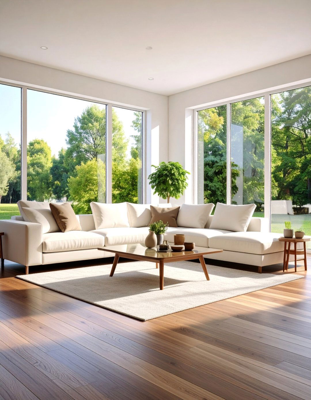 Contemporary Minimalist Living Room with Light Contrast - 25 Dark Walnut Floors for Rooms