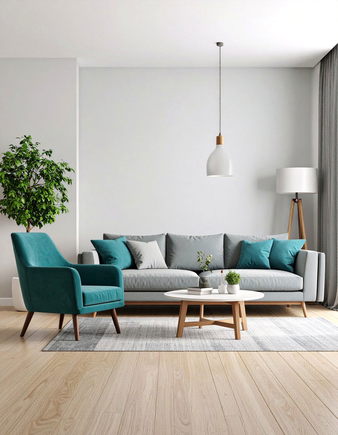 Contemporary Minimalist Teal and Grey - 25 Teal and Grey Living Room Ideas