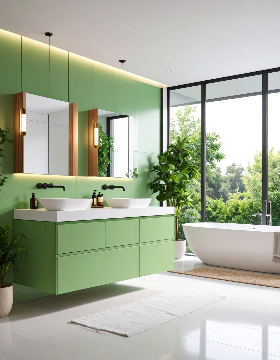 Contemporary Mint Green and White Minimalist Design - 25 Mint Green Bathroom Ideas