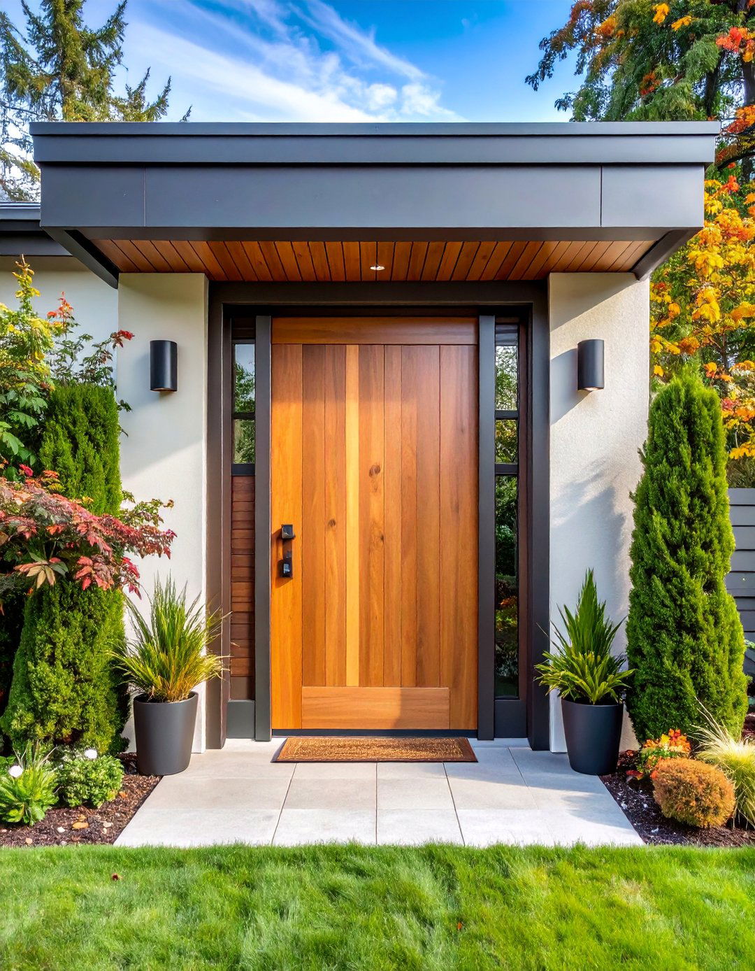 Contemporary Mixed Material Door Trim Composition - 25 Exterior Door Trim Ideas