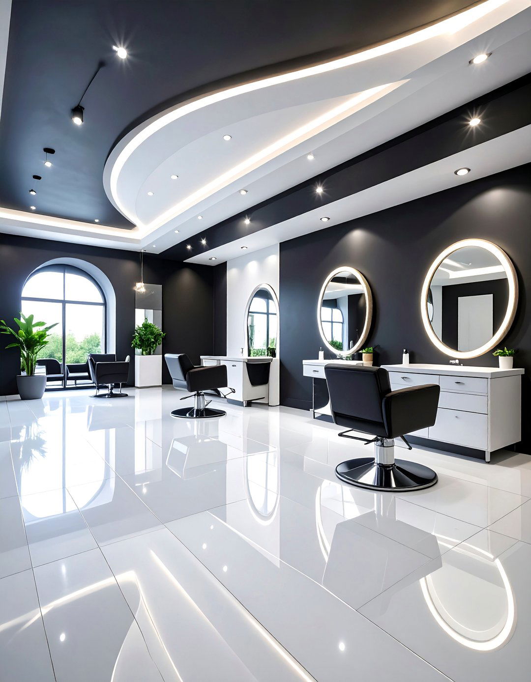 Contemporary Monochrome Salon with Bold Contrasts - 25 Small Salon Interior Design Ideas