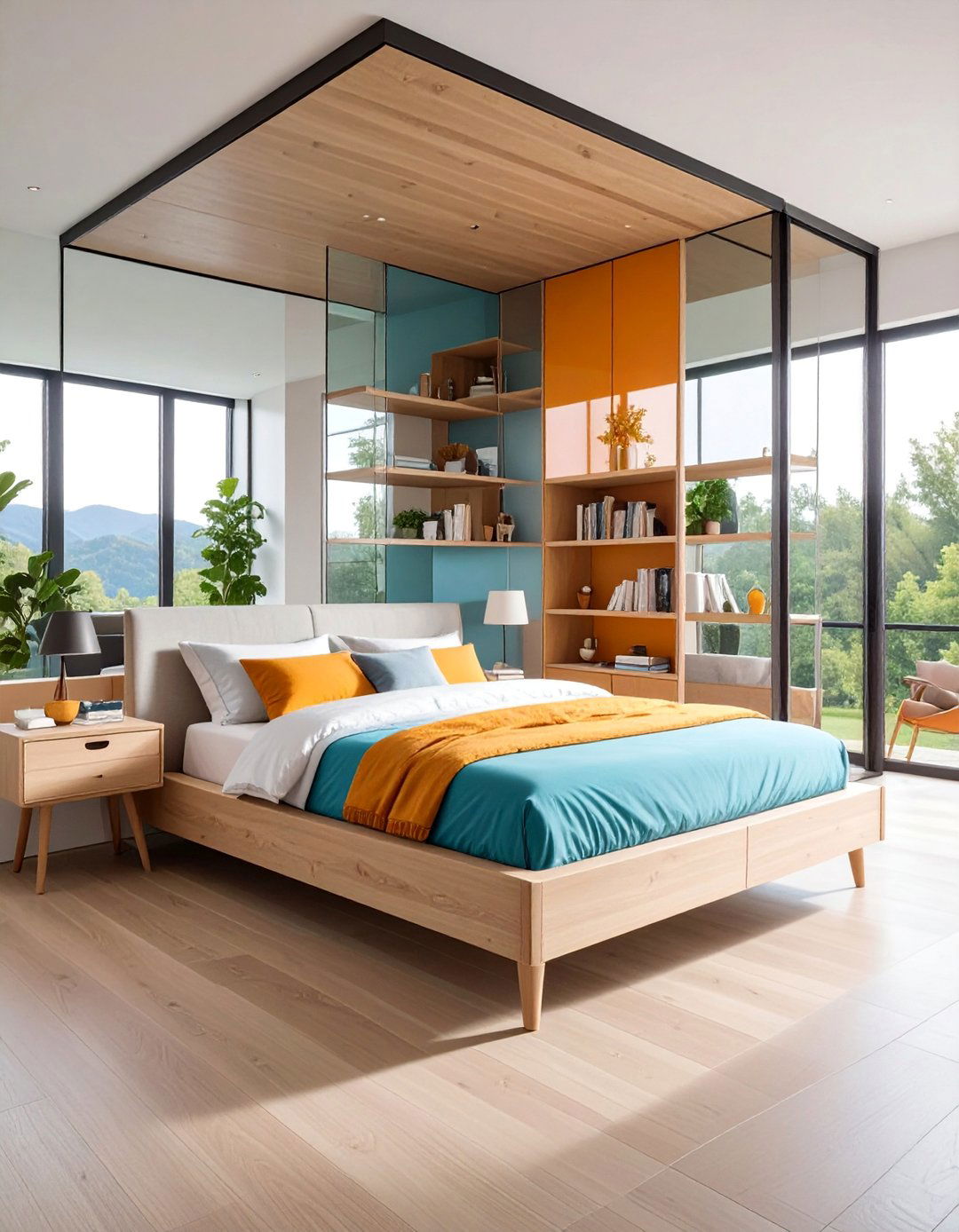 Contemporary Murphy Bed with Glass Accents - 25 Murphy Bed Ideas