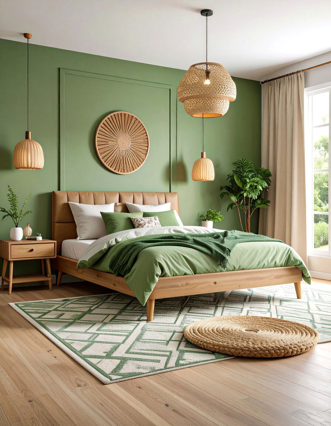 Contemporary Olive Green Guest Bedroom with Platform Bed - 25 Olive Green Room Ideas
