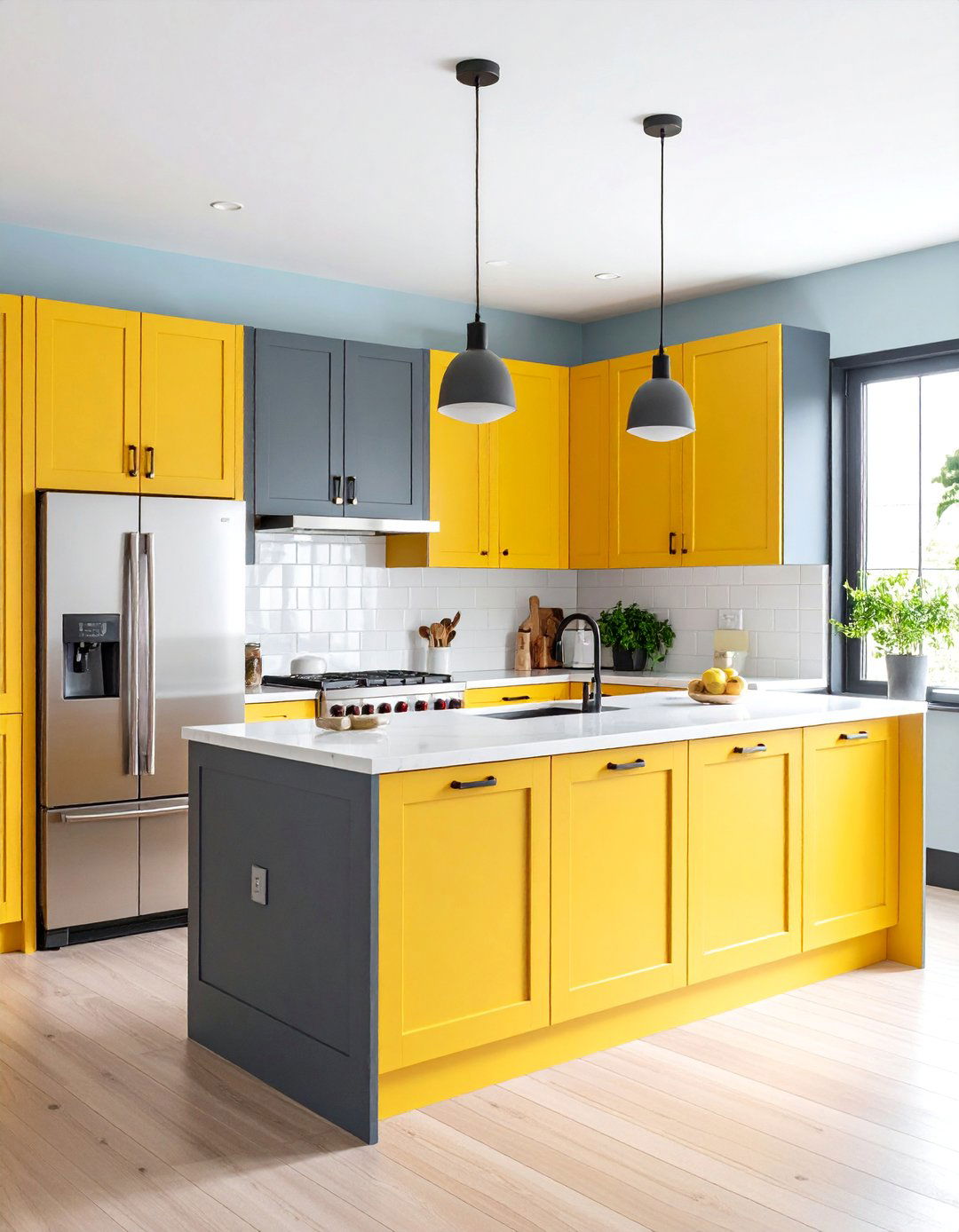 Contemporary Pale Yellow and Charcoal Kitchen Design - 25 Pale Yellow Kitchen Ideas