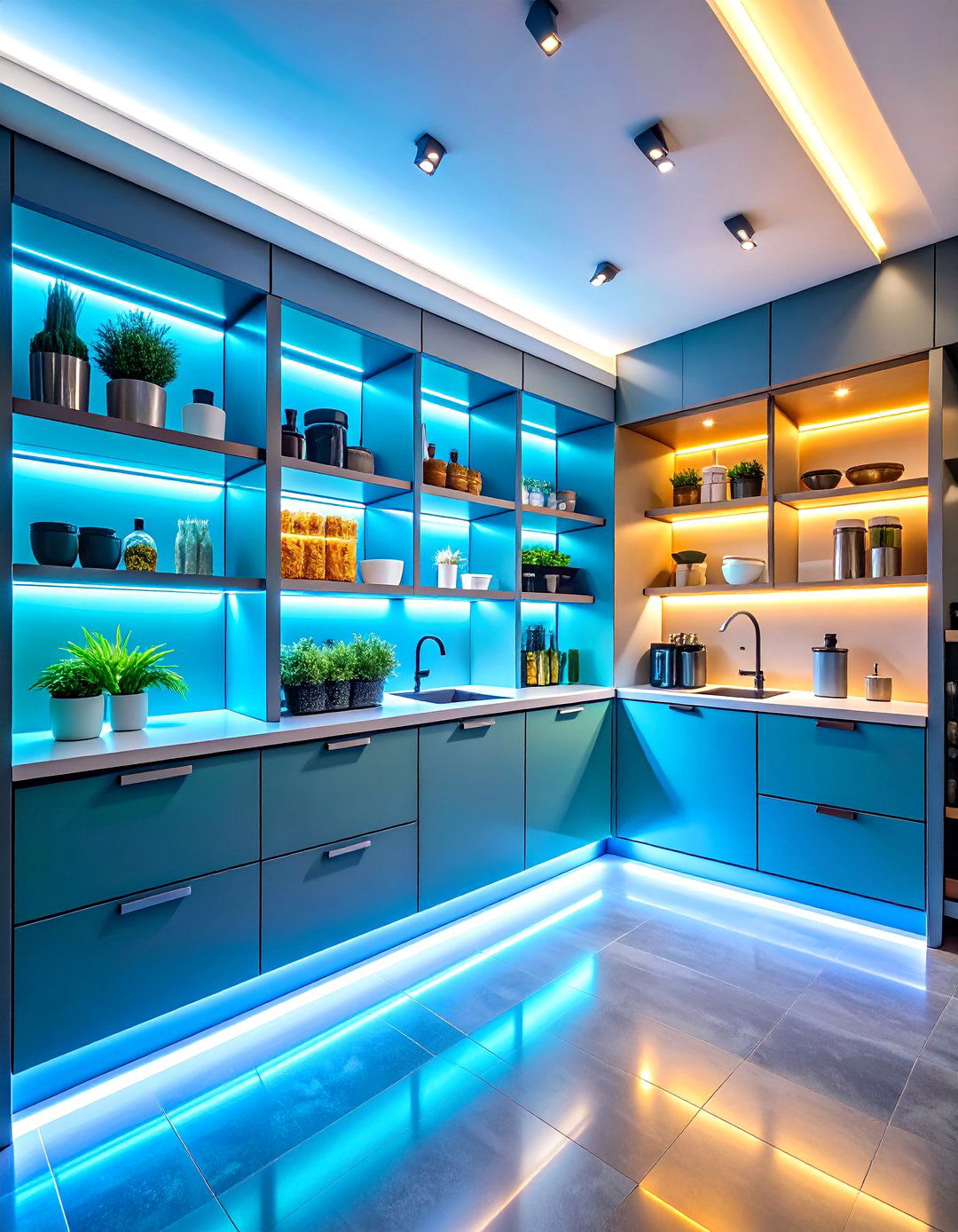 Contemporary Pantry with LED Lighting - 25 Kitchen Pantry Ideas