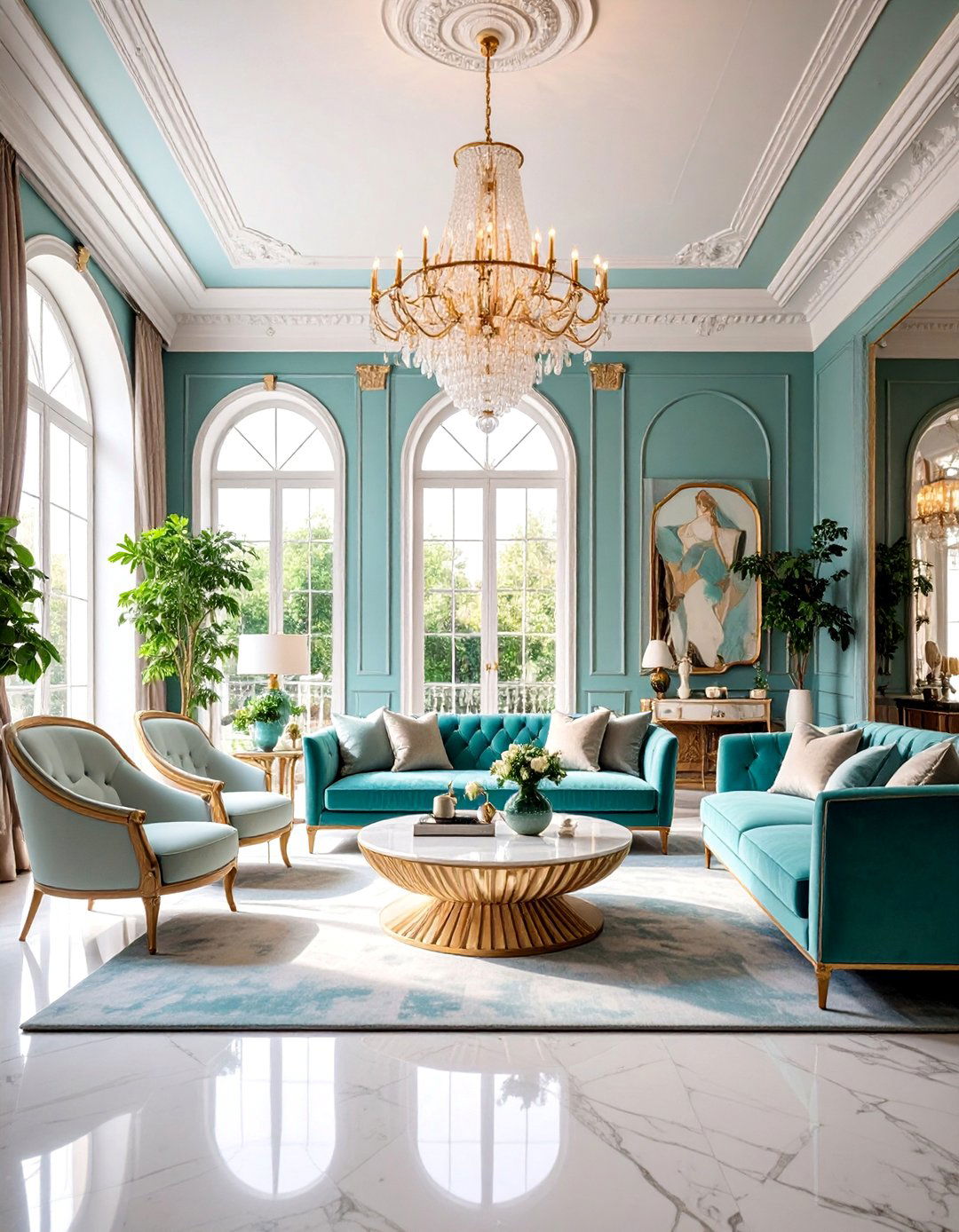 Contemporary Parisian Living Room with Sculptural Lighting - 25 Parisian-style Living Room Ideas